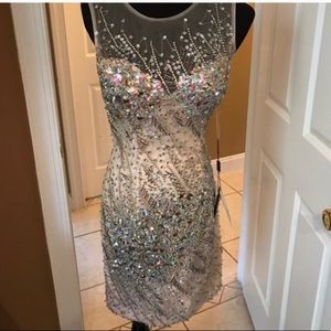 Terani Couture Nude Sequin Cocktail Dress Size 2